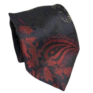 Envoy Necktie Navy Red Paisley Floral Extra Long Silk Blend Mens Neck Tie